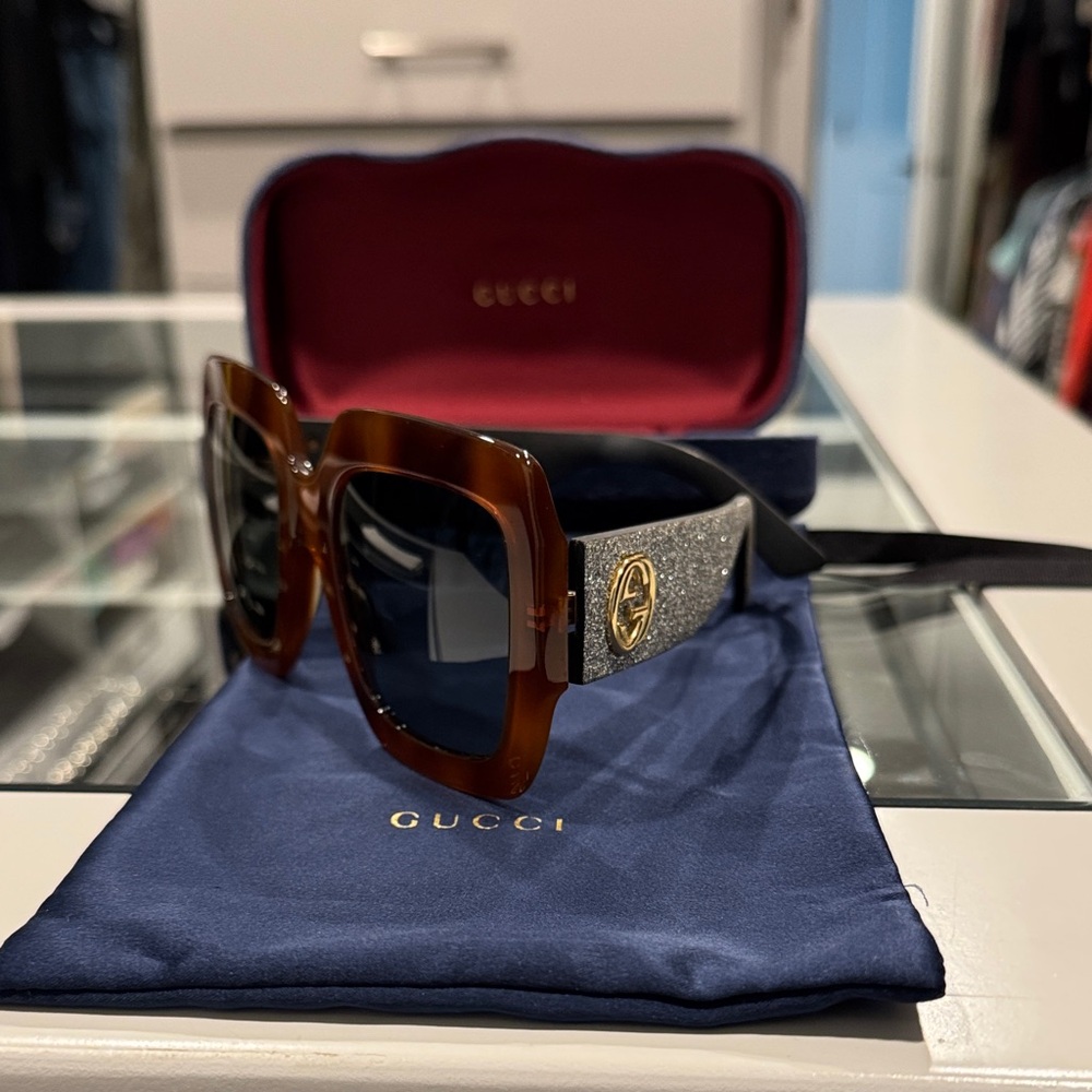 Gucci Tortoise and Glitter Sunglasses